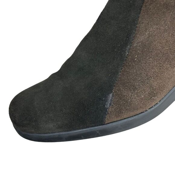 Aquatalia Two Tone Brown Suede Boots 6.5 Weatherproof Color Block - Picture 12 of 12